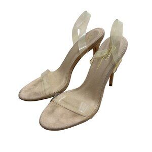 Women’s Olivia Miller Clear Strap Slingback Heels Nude Size 7.5